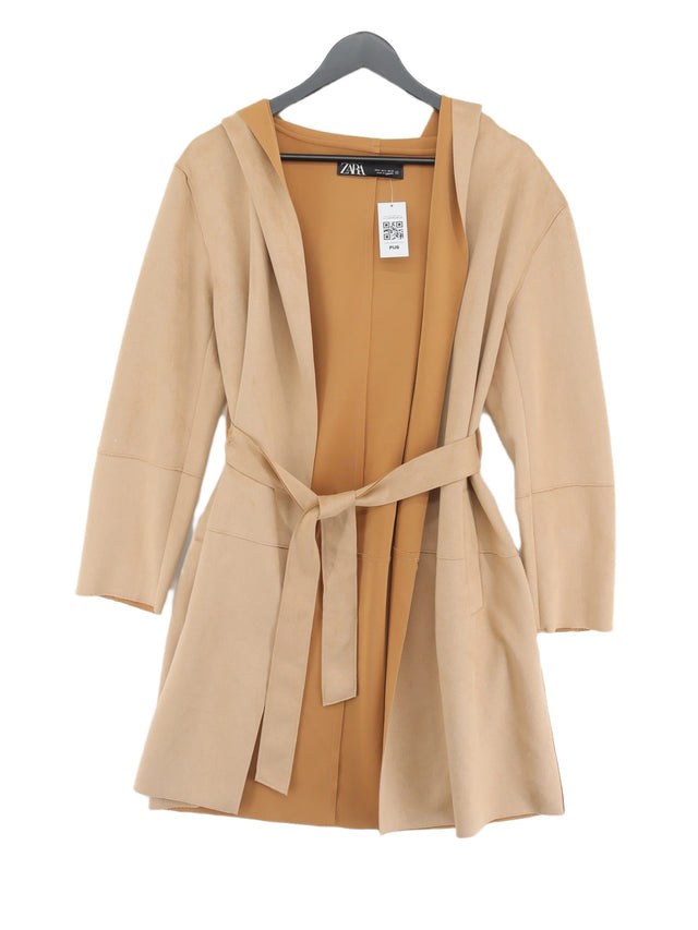 Zara Women's Coat S Tan Polyester with Elastane