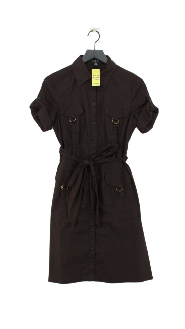 Laundry By Shelli Segal Women's Midi Dress UK 6 Brown Linen with Cotton, Spandex