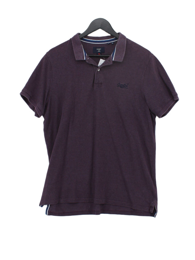 Superdry Men's Polo XL Purple 100% Cotton