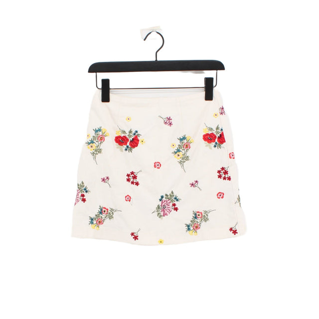 New Look Women's Mini Skirt UK 8 White Cotton with Polyester