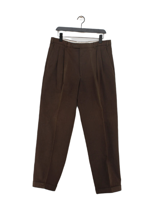 Daniel Hechter Men's Suit Trousers W 36 in; L 32 in Brown 100% Cotton