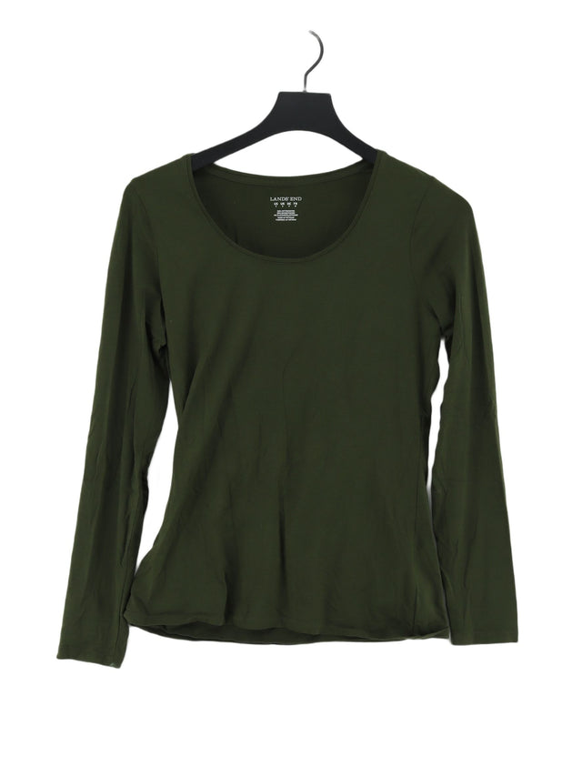 Lands End Women's T-Shirt S Green Cotton with Elastane, Rayon, Viscose