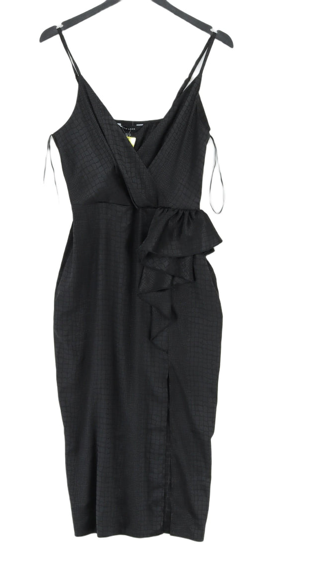 New Look Women's Midi Dress UK 10 Black Polyester with Elastane