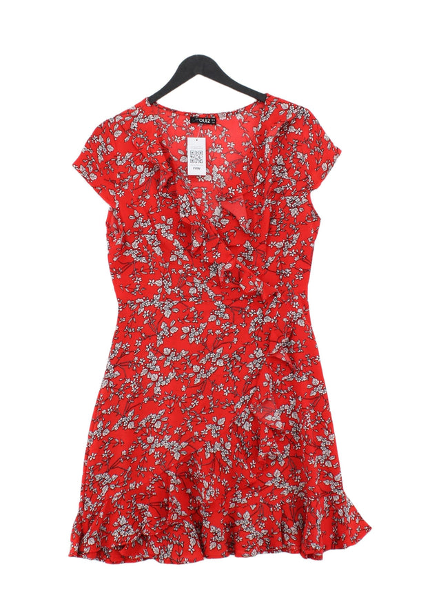 Quiz Women's Midi Dress UK 10 Red 100% Polyester