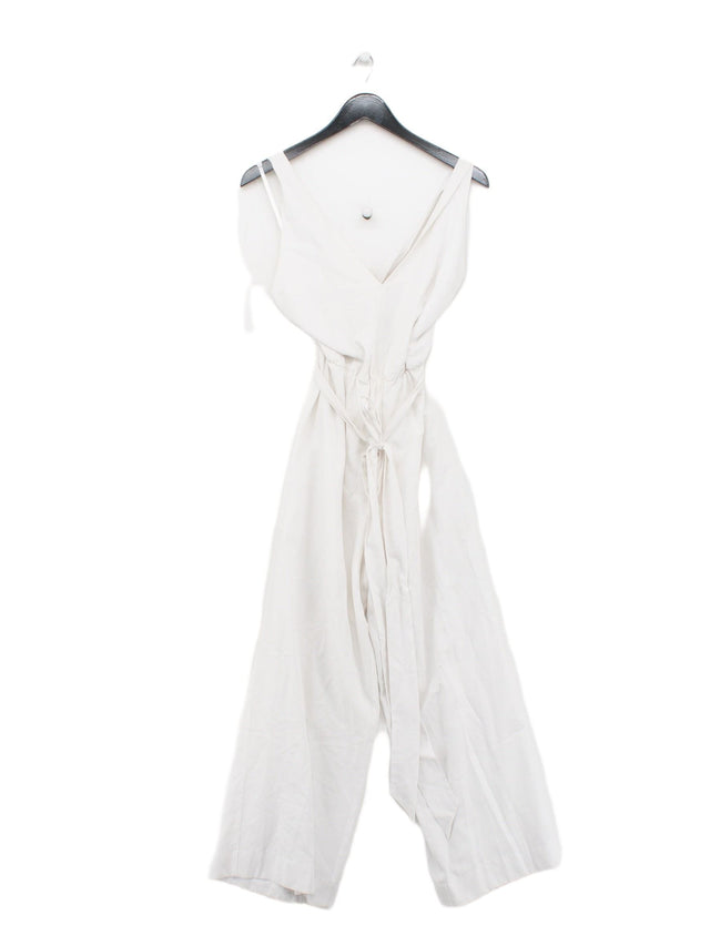 Karen Millen Women's Jumpsuit S White Rayon with Cotton, Linen