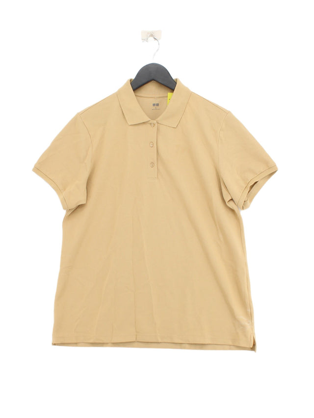 Uniqlo Women's Polo XL Tan 100% Cotton