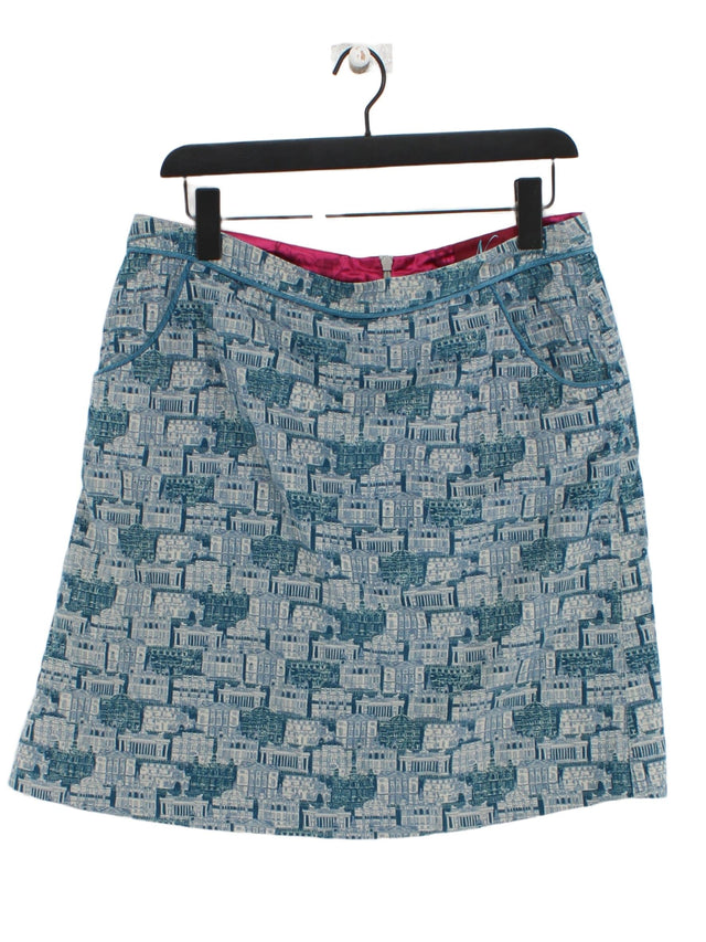 Ness Women's Midi Skirt UK 14 Blue Cotton with Polyester