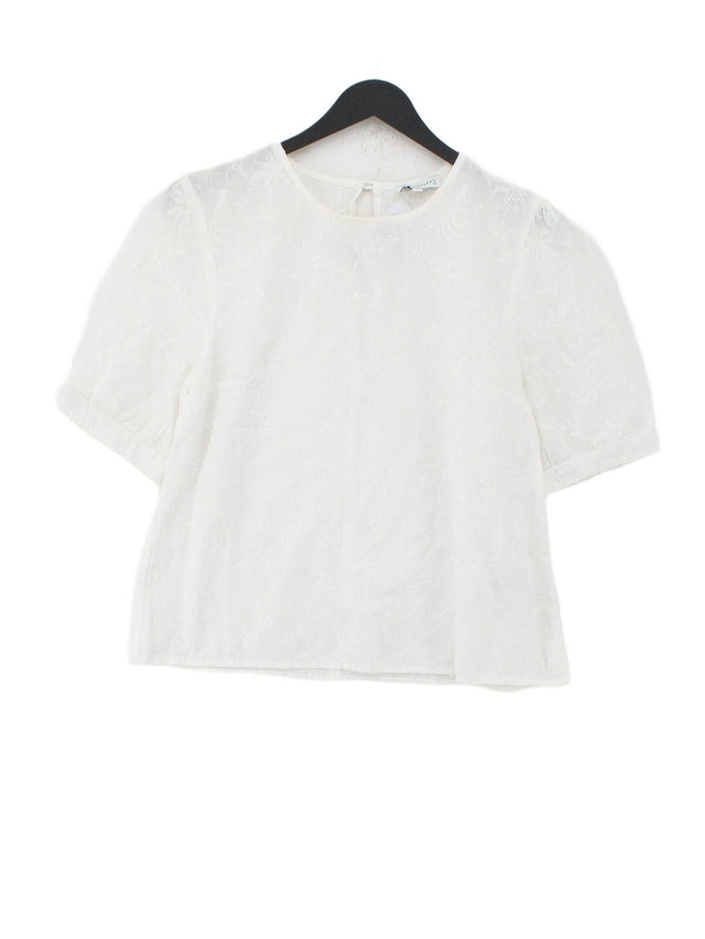 Warehouse Women's Top UK 12 White Cotton with Polyester