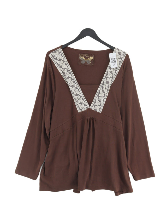 Evans Women's Top UK 26 Brown 100% Cotton