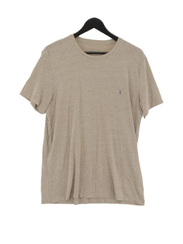 AllSaints Men's T-Shirt XL Tan Cotton with Polyester
