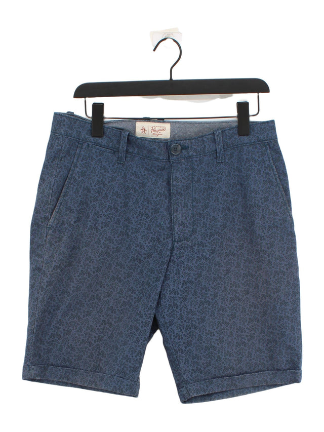 Original Penguin Men's Shorts W 32 in Blue 100% Cotton