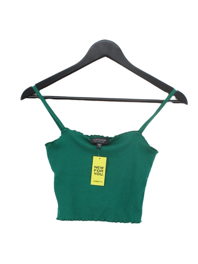 Topshop Women's T-Shirt UK 8 Green Cotton with Elastane