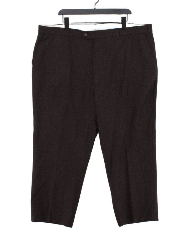 Gurteen Men's Suit Trousers W 46 in Brown Elastane with Polyester, Wool
