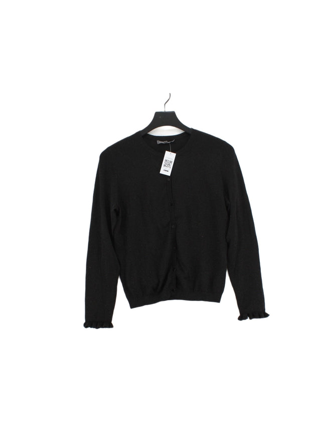 Laura Ashley Women's Cardigan UK 12 Black Cotton with Other, Polyester