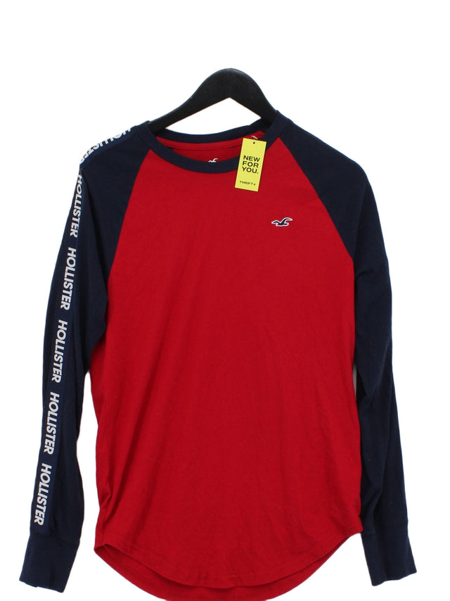Hollister Men's T-Shirt S Red Cotton with Polyester
