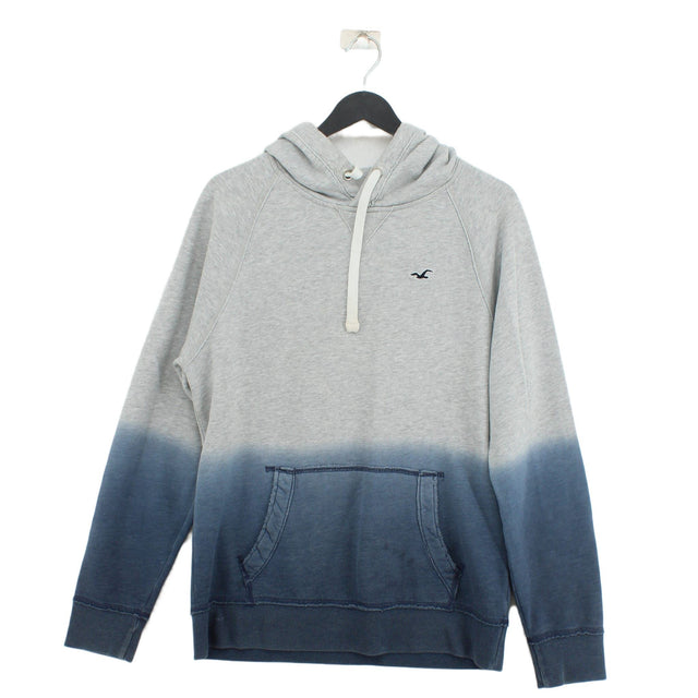 Hollister Men's Hoodie M Grey Cotton with Polyester