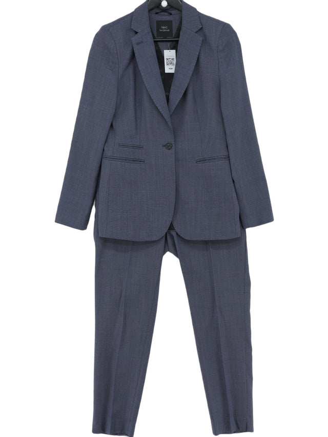 Next Women's Two Piece Suit UK 10 Blue Wool with Polyester, Viscose