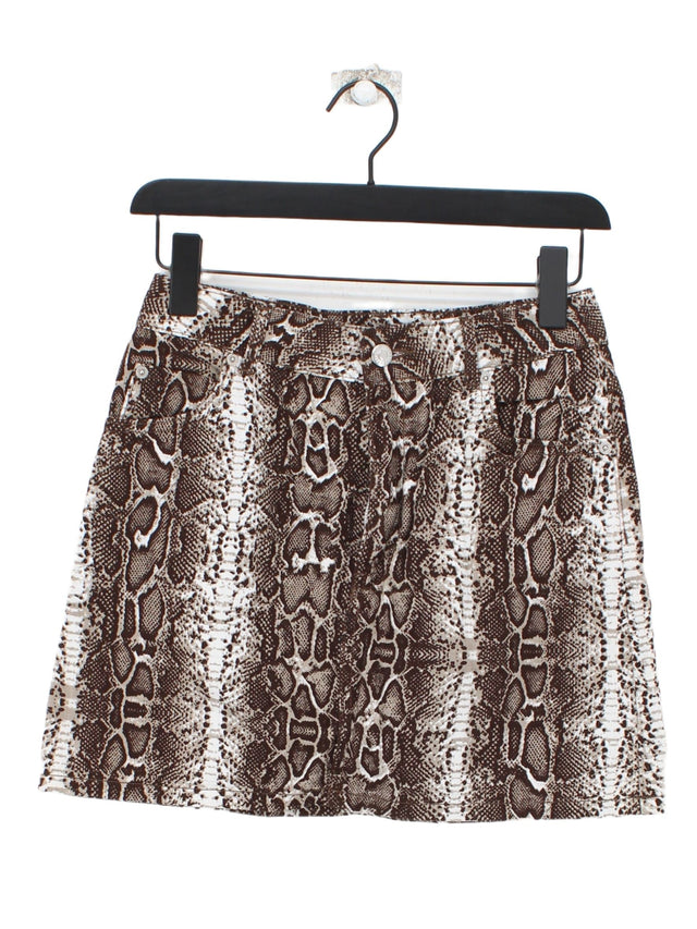 Topshop Women's Mini Skirt UK 10 Brown 100% Cotton