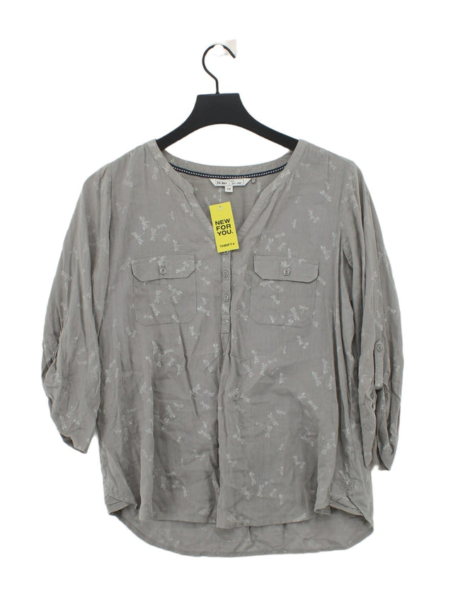 FatFace Women's Shirt UK 12 Grey 100% Cotton