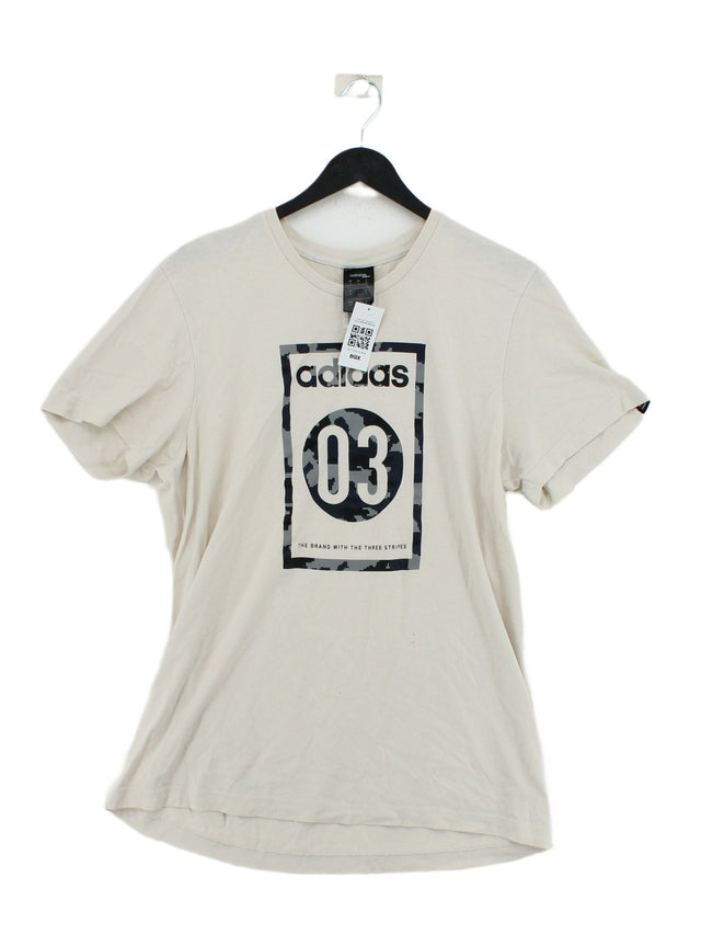 Adidas Men's T-Shirt M Cream 100% Cotton