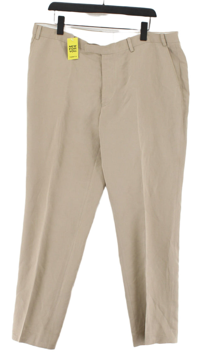 John Lewis Men's Suit Trousers W 40 in Cream Silk with Linen, Polyester