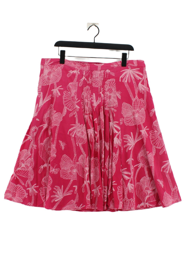 White Stuff Women's Midi Skirt UK 16 Pink 100% Cotton