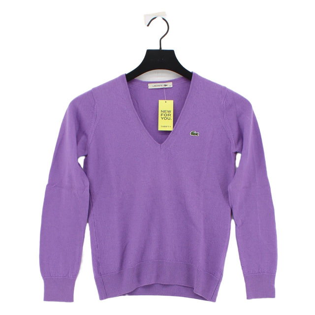 Lacoste Women's Jumper UK 8 Purple 100% Wool