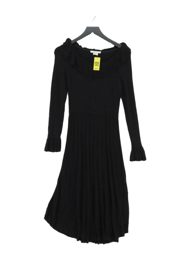 Boden Women's Midi Dress UK 8 Black Viscose with Elastane, Polyamide
