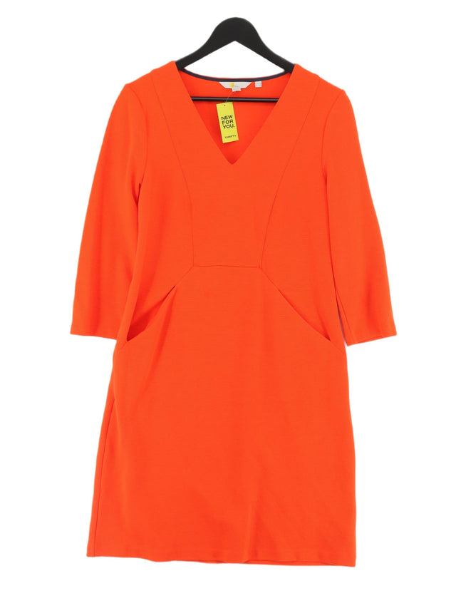 Boden Women's Midi Dress UK 12 Orange Cotton with Elastane, Polyester