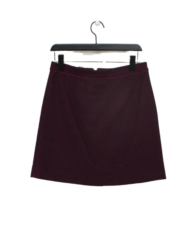 Crew Clothing Women's Midi Skirt UK 10 Purple Wool with Cotton, Viscose
