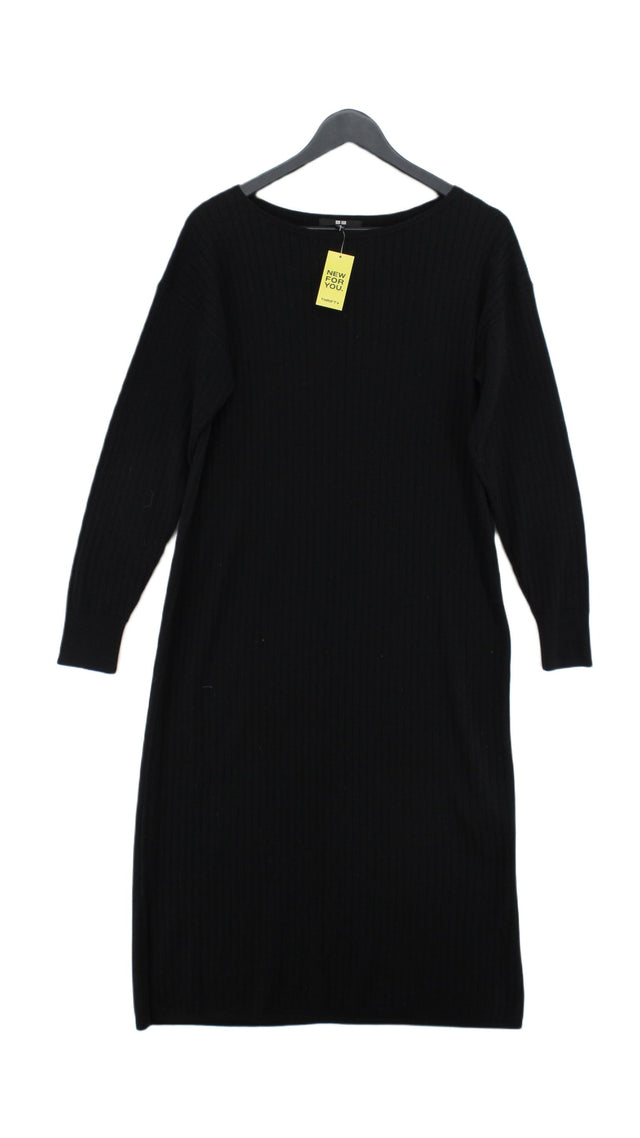 Uniqlo Women's Midi Dress M Black Acrylic with Polyester, Wool