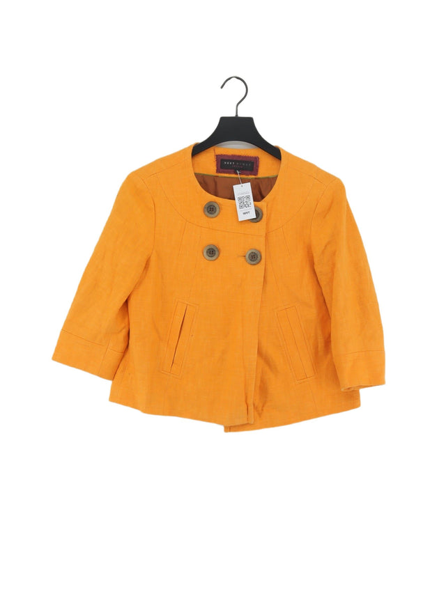 Next Women's Jacket UK 10 Orange Viscose with Linen, Polyester