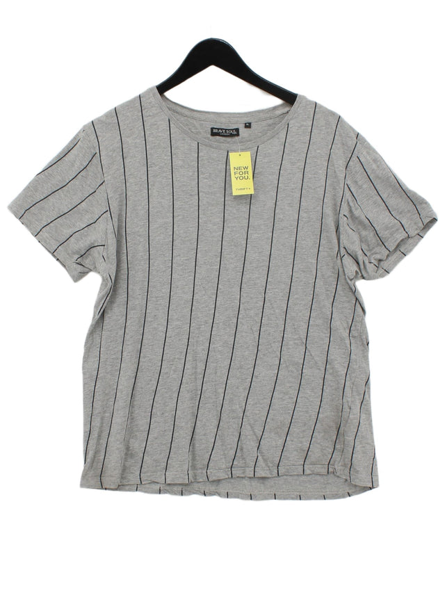 Brave Soul Men's T-Shirt XL Grey Cotton with Viscose