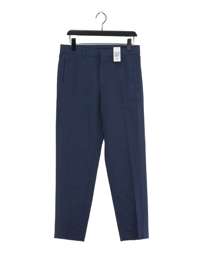 COS Men's Suit Trousers W 30 in Blue Cotton with Linen