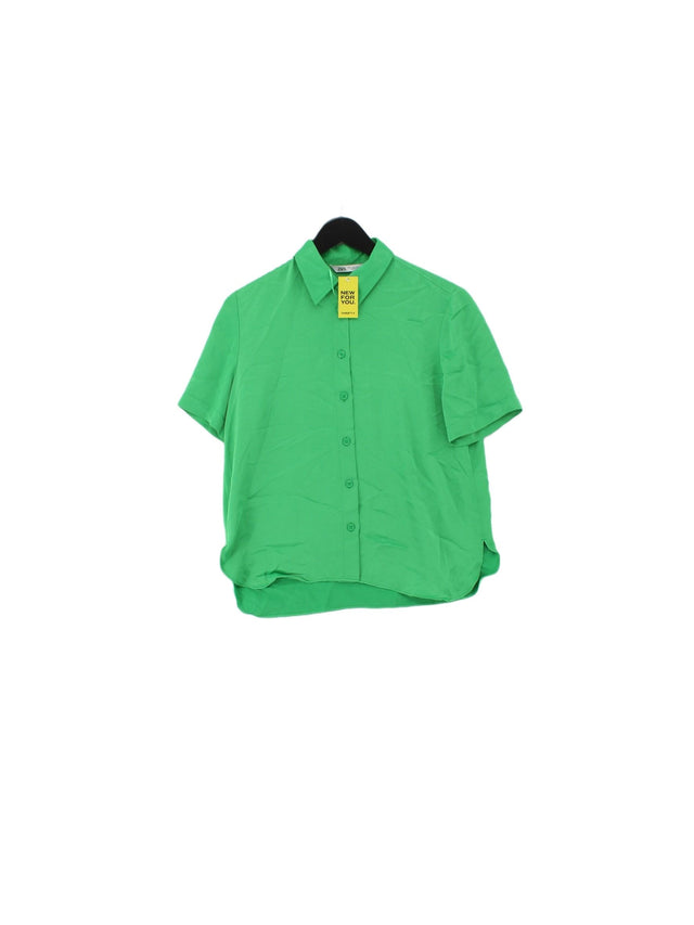 Zara Women's Shirt M Green Viscose with Polyester