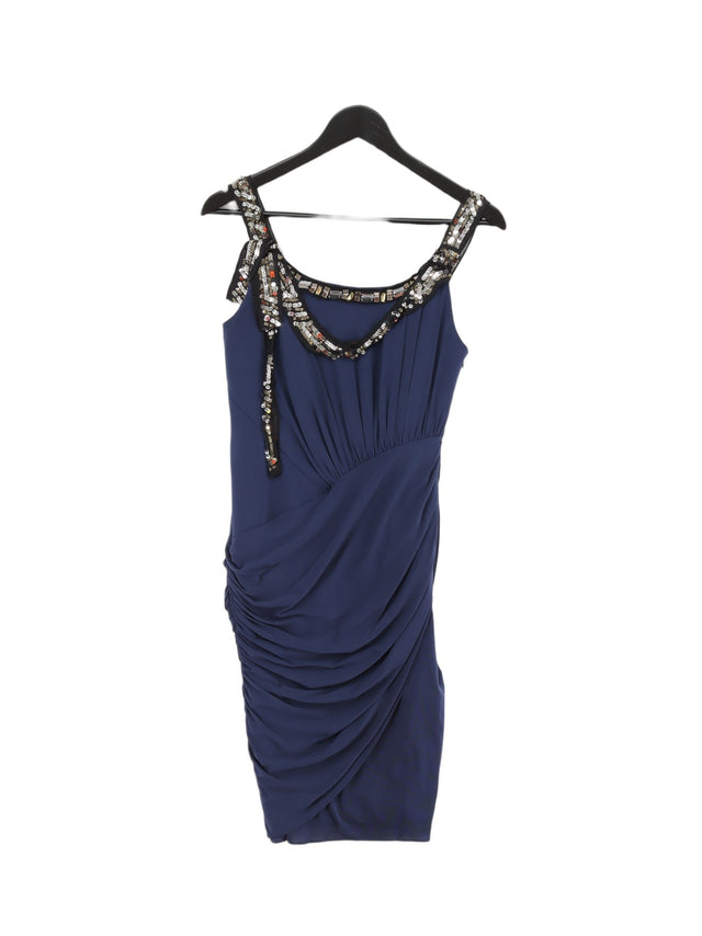 Coast Women's Midi Dress UK 10 Blue Polyamide with Elastane, Polyester, Silk