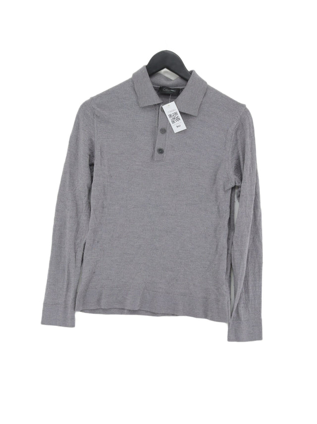 Calvin Klein Men's Polo S Grey 100% Wool