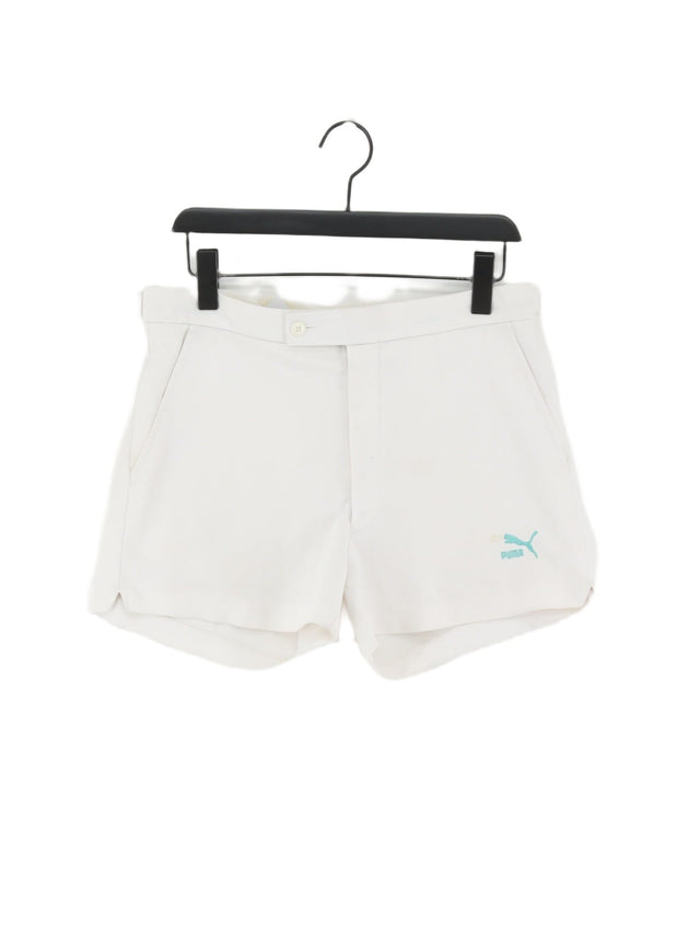 Puma Men's Shorts W 32 in White 100% Polyester