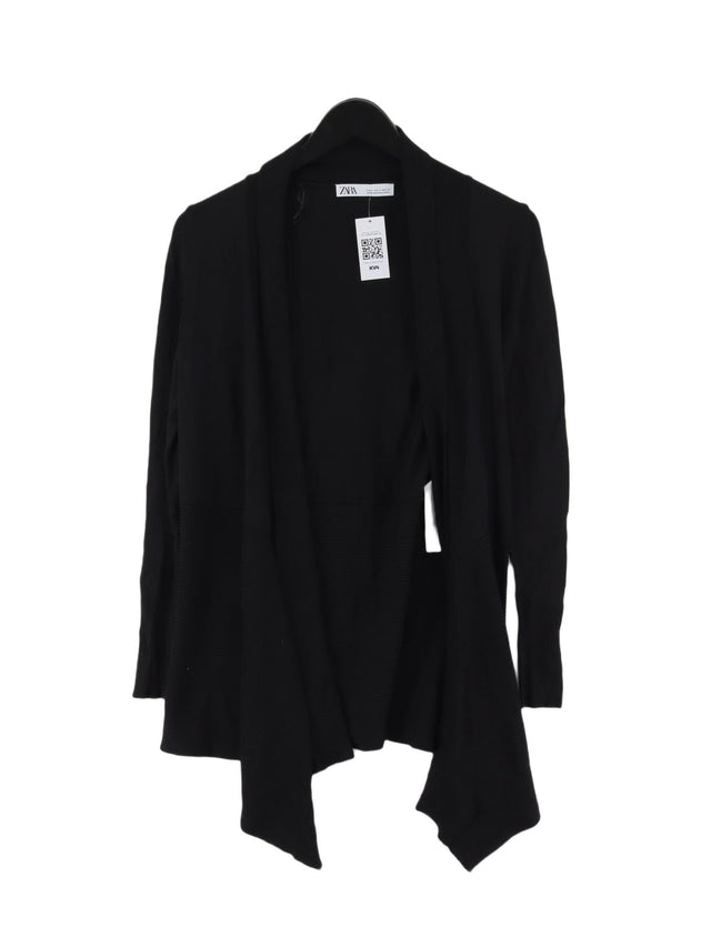 Zara Women's Cardigan S Black Viscose with Nylon