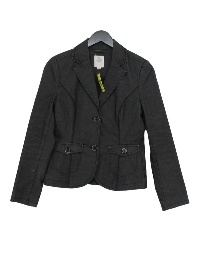 S.Oliver Women's Blazer UK 8 Grey Cotton with Elastane, Polyester