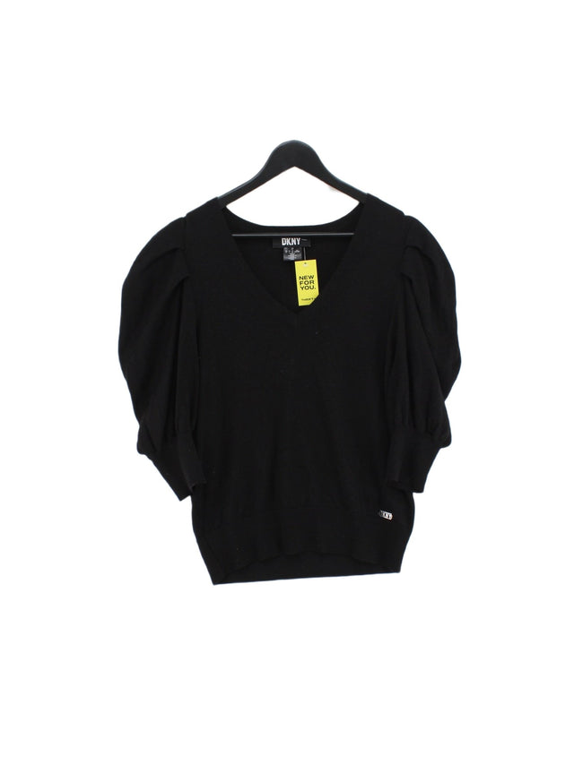 DKNY Women's Jumper L Black Cotton with Polyester