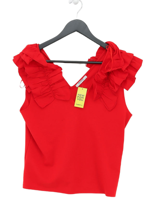 Zara Women's T-Shirt L Red 100% Cotton