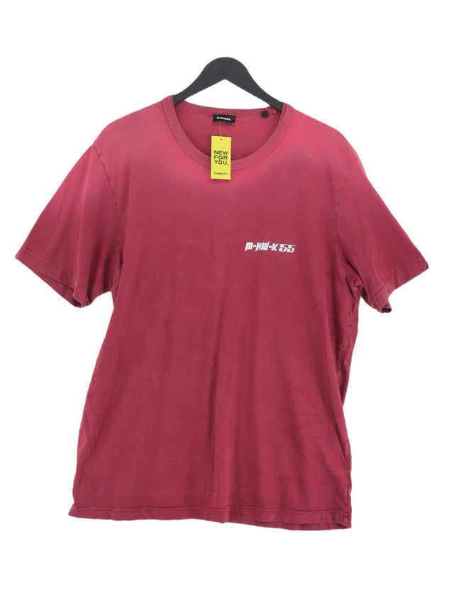 Diesel Men's T-Shirt L Red 100% Cotton