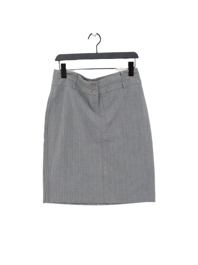 Elle Women's Midi Skirt UK 12 Grey Polyester with Elastane, Viscose