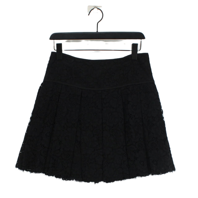 DKNY Women's Midi Skirt UK 10 Black Cotton with Nylon, Polyester, Rayon, Viscose