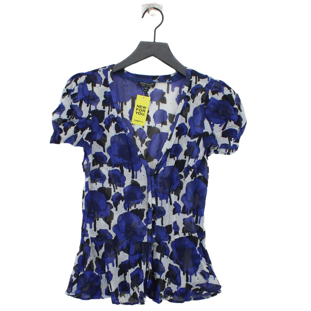 Topshop Women's Blouse UK 6 Blue 100% Viscose