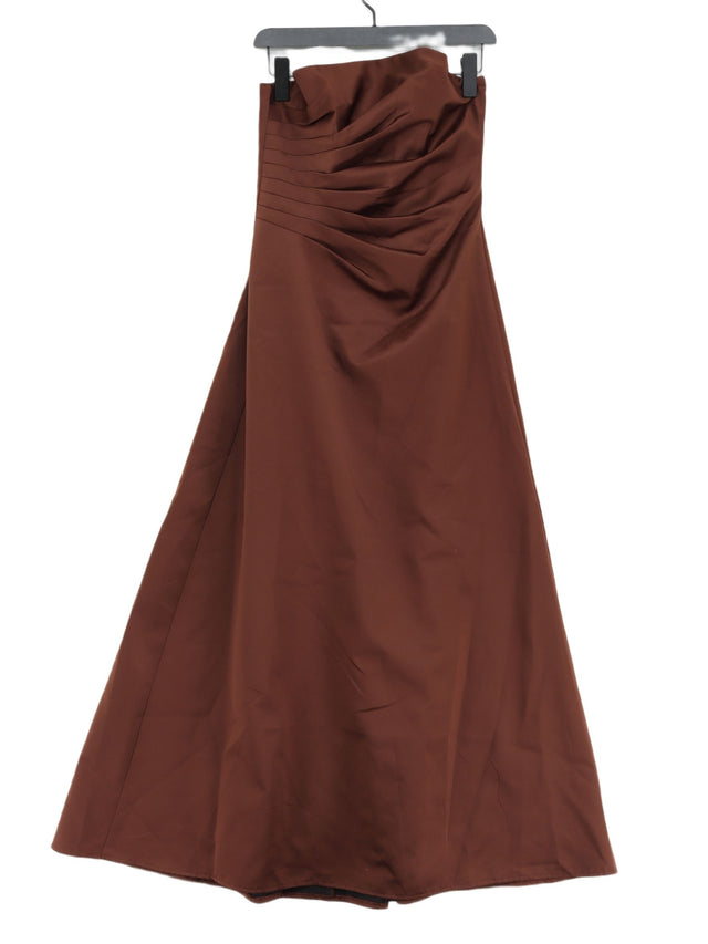 Vintage JS Boutique Women's Maxi Dress UK 8 Brown 100% Polyester