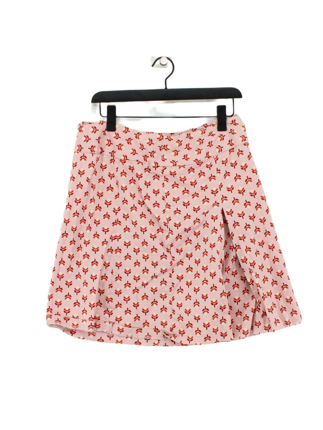 Debenhams Women's Midi Skirt UK 14 Pink Cotton with Elastane