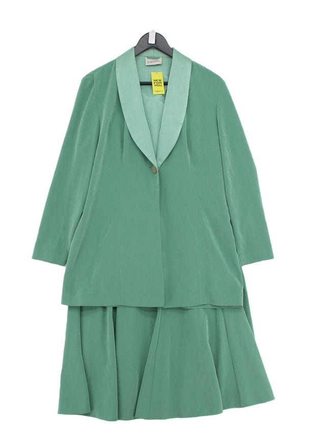 Jacques Vert Women's Two Piece Suit UK 14 Green 100% Polyester