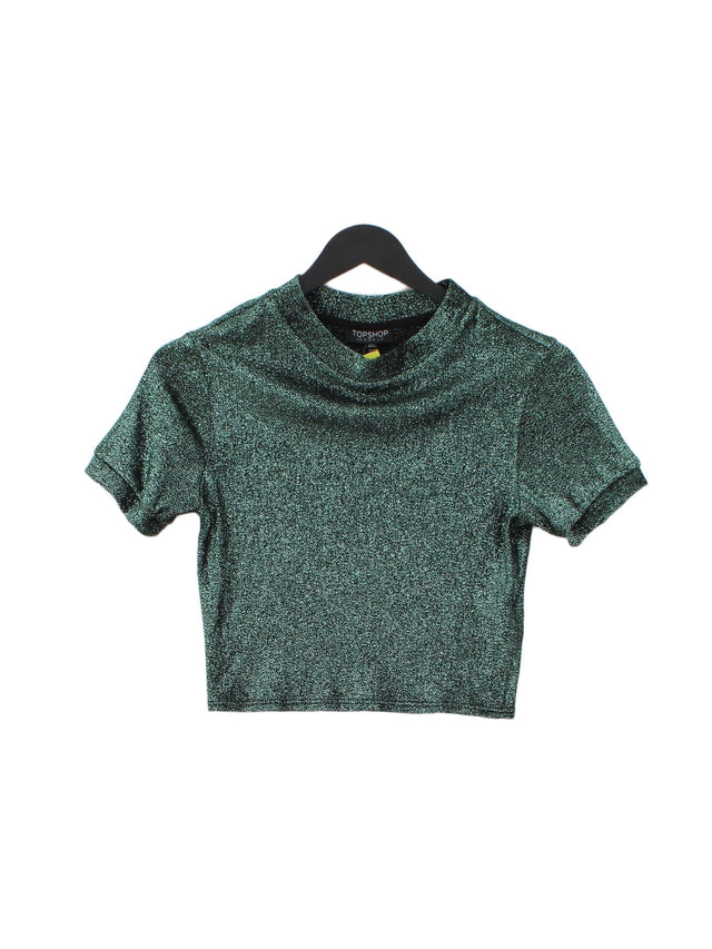 Topshop Women's T-Shirt UK 8 Green Viscose with Other, Polyester